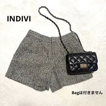 INDIVI 트위드 숏팬츠 베이지 청록색 여성용 38