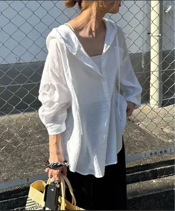 ISOOK 시어 후드 부착 셔츠
