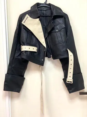 rokh x h&m 가죽 크롭 자켓