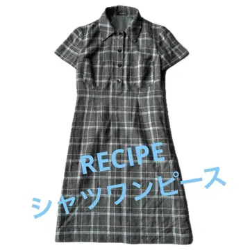 [ RECIPE ] 그레이 계열 체크 반팔 셔츠 원피스 XS 새상품급
