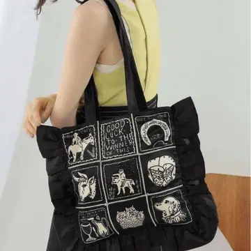 [헤이 미세스 로즈] Handkerchief BAG 토트백 프릴 블랙