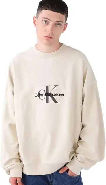 Calvin Klein Jeans 크림색 후드티