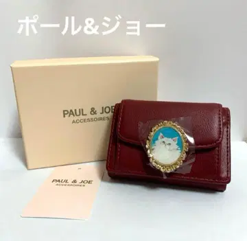 [ 새상품 ] PAUL&JOE 폴앤죠, CAT 브로치 접이식 지갑, 레드