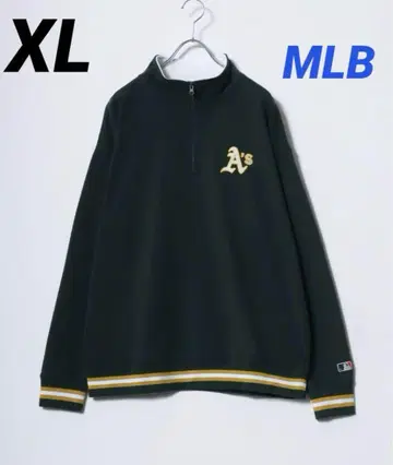 MLB 애슬레틱스 하프 지퍼 맨투맨 자수 로고 XL