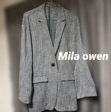 미라 오웬 Mila Owen 드롭 숄더 시어 자켓 체크