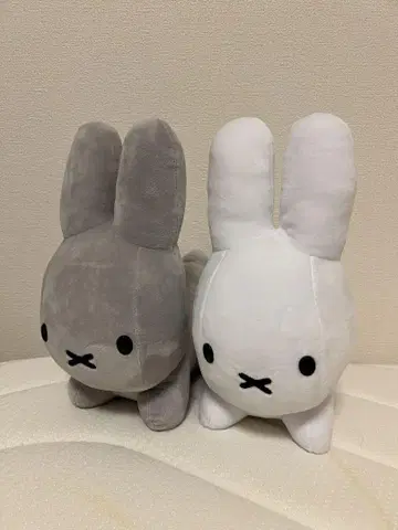 미피 봉제 인형 2종 세트 (그레이, 화이트)