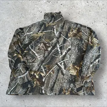 리얼트리 카모 하이넥 긴팔 티셔츠 남성용 2XL 구제 의류 아웃도어