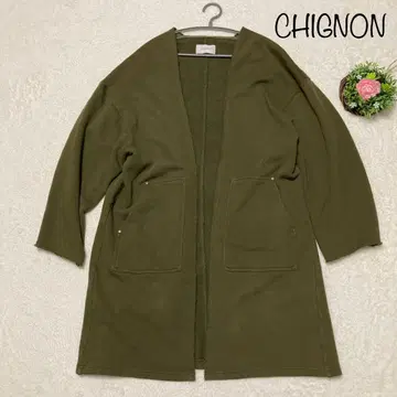 CHIGNON 올리브 그린 코트 롱 가디건 F 사이즈
