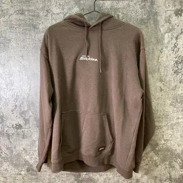 Dickies 긴팔 후드티 풀오버 캥거루 포켓 브라운 (XL)