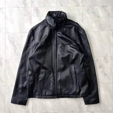 [빈티지] 집업 램 가죽 블루종 블랙 하이넥 L 사이즈