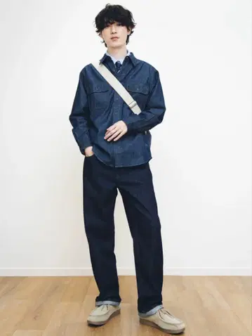 유니클로 JWA 데님 셔츠 L 스트레이트 청바지 S 셋업