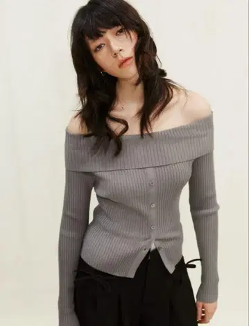 H&M 오프숄더 리브 니트 상의 S 새상품