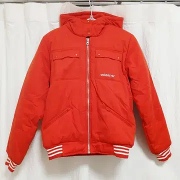 새상품급 아디다스 패딩 자켓 다운 후드 부착 속기모 레드 L 사이즈