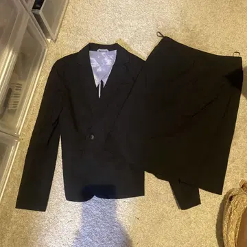 SUIT SELECT 블랙 스트라이프 스커트 수트 7호 9호