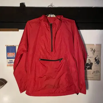 80년대 LLBEAN 아노락 후드티 나일론 자켓 빨간색 아웃도어