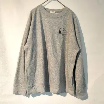 PEANUTS 맨투맨 M 그레이 스누피 자수 빅 실루엣