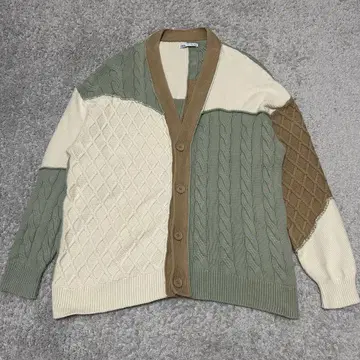 ZARA 케이블 니트 가디건 패치워크 새상품급