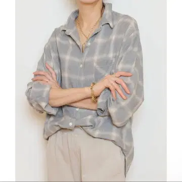 레미 리프 새상품 그레이 계열 체크 무늬 긴팔 셔츠