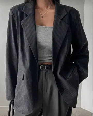 SHEIN 스트라이프 오버 사이즈 블레이저 재킷