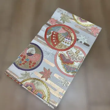 화려한 금실 자수 후쿠로 오비 새상품급