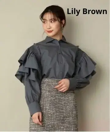 스모킹 슬리브 드레스 셔츠 Lily Brown 그레이