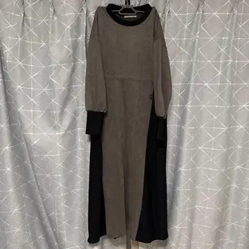 Doudou 그레이 블랙 절개 롱 원피스