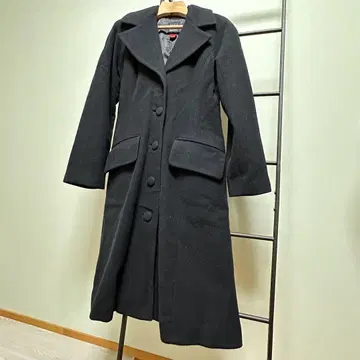여성용 울 롱 코트 블랙