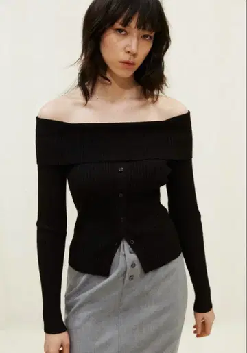 H&M 오프숄더 리브 니트 상의 S 새상품