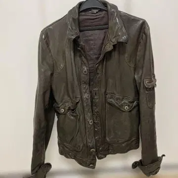 VINTAGE 다크 브라운 가죽 자켓