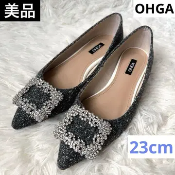 새상품급 OHGA 비쥬 펌프스 트위드조 그레이 23cm 포인트
