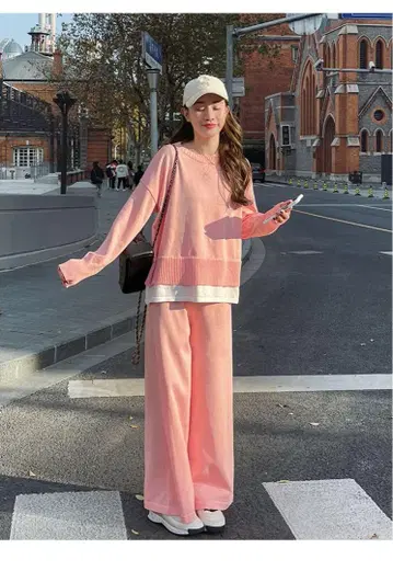 핑크 캐주얼 셋업 프리 사이즈