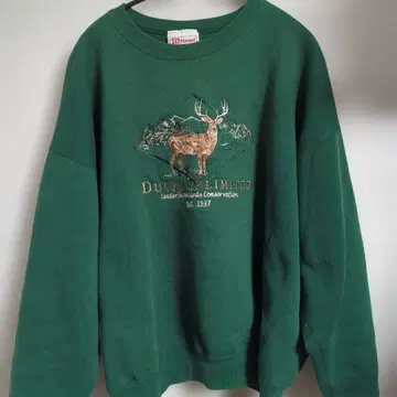 Hanes Ducks Unlimited 헤비웨이트 맨투맨 그린