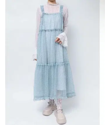 메리 제니 깅엄 시어 티어드 원피스