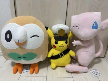 포켓몬 봉제 인형 캡틴 피카츄 모크로 뮤우 3종 세트