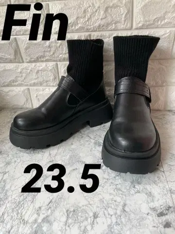 Fin 224-10-9676 23.5cm 통굽 블랙 부츠