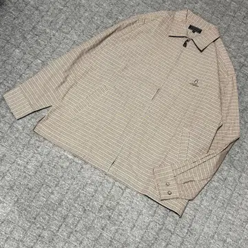 HUSH PUPPIES 고급 체크 블루종 얇은 소재 성숙 캐주얼 자수 M