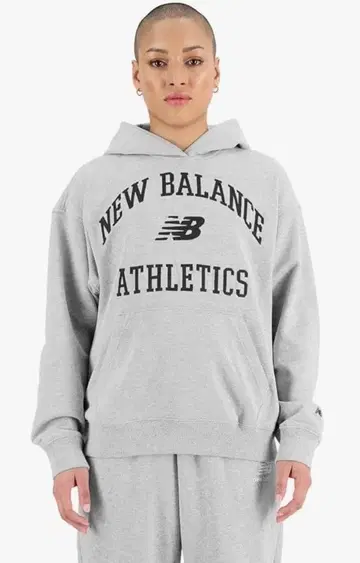 새상품 New Balance 그레이 후드 부착 후드티 사이즈 L