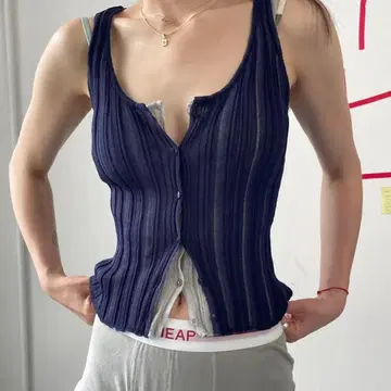 heap.underwear 리브 편직 탱크탑 네이비