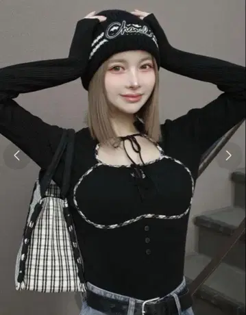 Darich 프론트 오픈 리브 니트탑