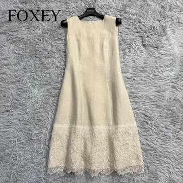 컨디션 최상 폭시 린넨 드레스 원피스 밑단 레이스 A라인 베이지