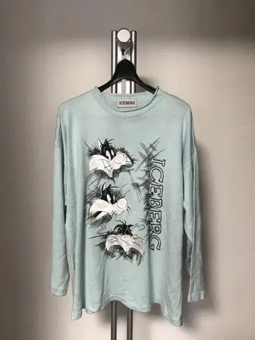 ICEBERG 스카이블루 긴팔 하이게이지 면 니트