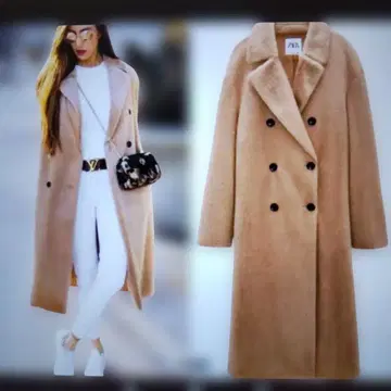 [ 미사용급 ] ZARA 베이지 더블 브레스트 롱 코트 XL