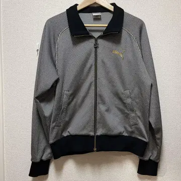 PUMA 트랙 자켓 져지 깅엄 체크 금 자수 로고 y2k