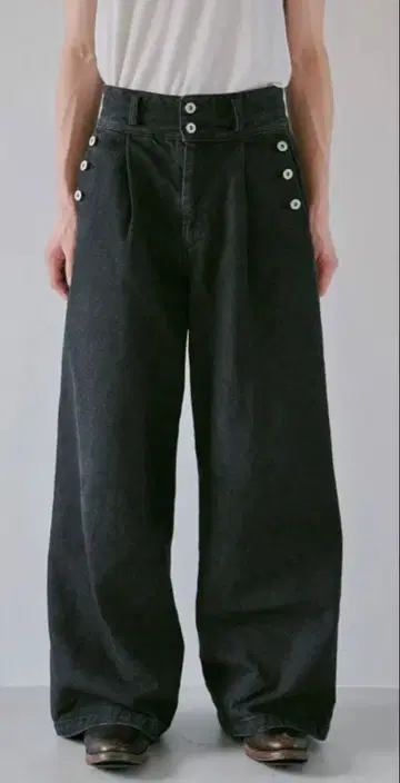 laceup wide baggy sailor denim