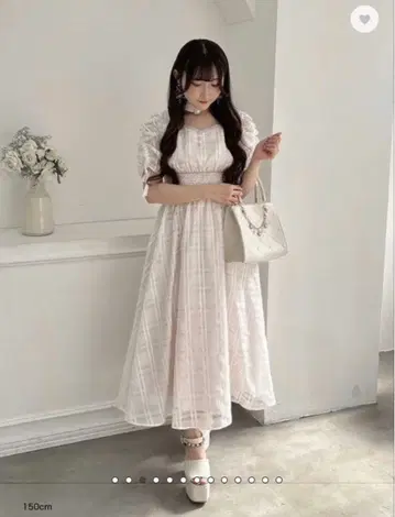 evelyn 초커 포함 체크 무늬 롱 원피스