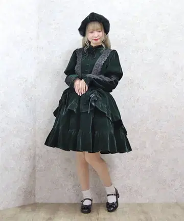 axes femme kawaii 벨벳 인형 원피스 그린