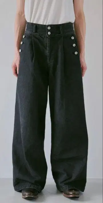 laceup wide baggy sailor denim