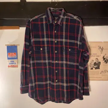 MOOSE CREEK 플란넬 셔츠 네이비/레드 체크 구제 의류 빈티지