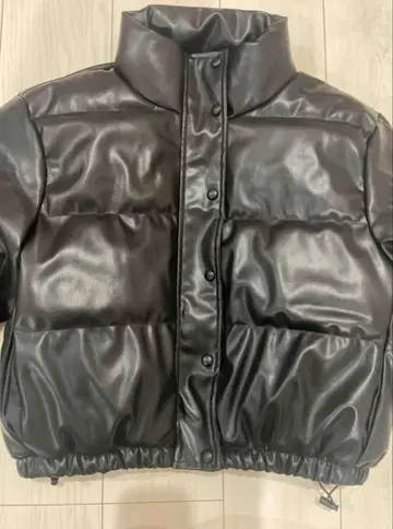 가죽 다운 자켓 짧은 기장 y2k