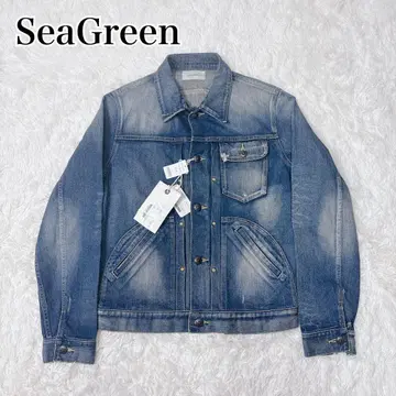 택 포함 새상품 SeaGreen 시그린 데님 자켓 데미지 가공